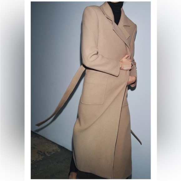 ZARA WOOL BLEND BELTED COAT - Picture 5 of 13